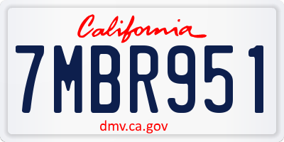 CA license plate 7MBR951