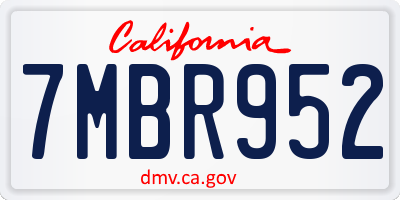 CA license plate 7MBR952