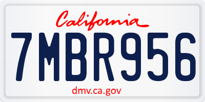 CA license plate 7MBR956