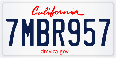 CA license plate 7MBR957
