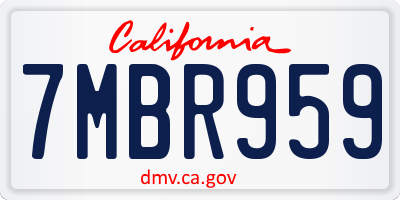 CA license plate 7MBR959