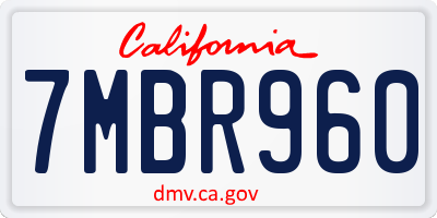 CA license plate 7MBR960