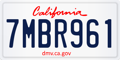 CA license plate 7MBR961