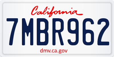 CA license plate 7MBR962