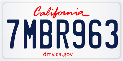 CA license plate 7MBR963