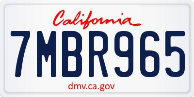 CA license plate 7MBR965