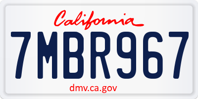 CA license plate 7MBR967