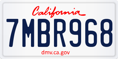CA license plate 7MBR968
