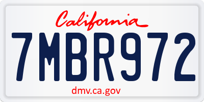 CA license plate 7MBR972