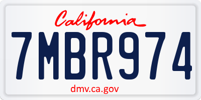 CA license plate 7MBR974