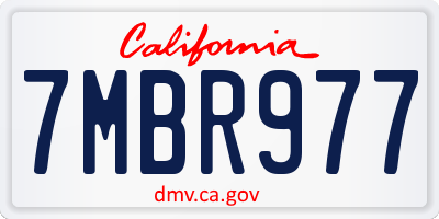 CA license plate 7MBR977