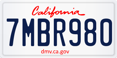 CA license plate 7MBR980