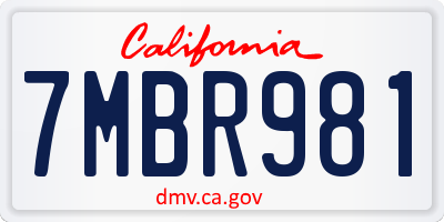 CA license plate 7MBR981