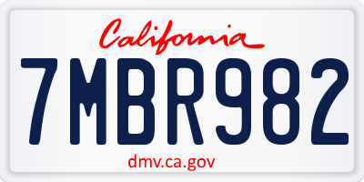 CA license plate 7MBR982