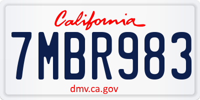 CA license plate 7MBR983