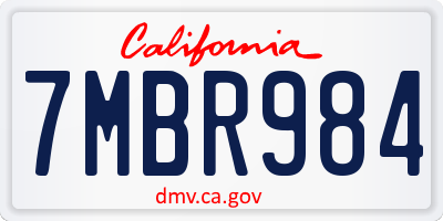 CA license plate 7MBR984