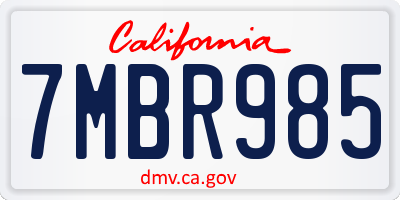 CA license plate 7MBR985