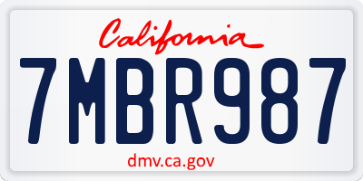 CA license plate 7MBR987