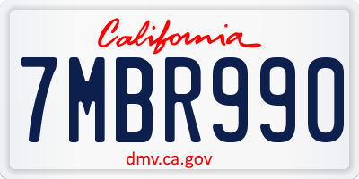 CA license plate 7MBR990
