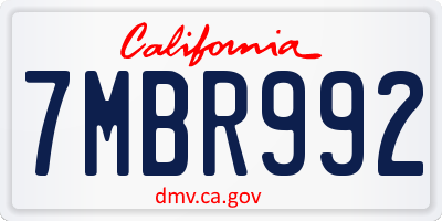 CA license plate 7MBR992