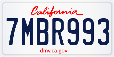 CA license plate 7MBR993
