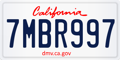 CA license plate 7MBR997