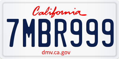 CA license plate 7MBR999