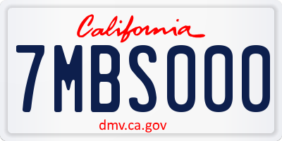 CA license plate 7MBS000