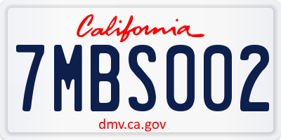 CA license plate 7MBS002