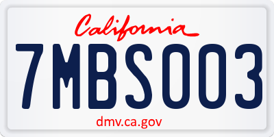 CA license plate 7MBS003