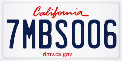 CA license plate 7MBS006