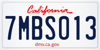 CA license plate 7MBS013