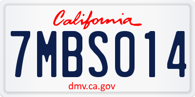 CA license plate 7MBS014