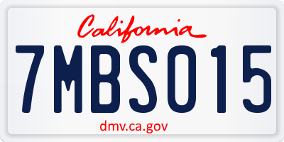CA license plate 7MBS015