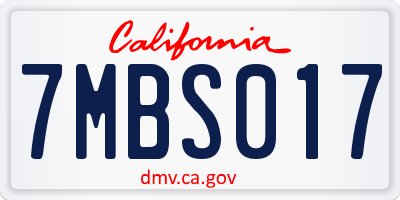 CA license plate 7MBS017