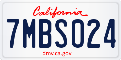 CA license plate 7MBS024