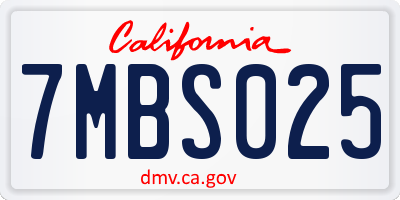 CA license plate 7MBS025
