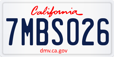 CA license plate 7MBS026