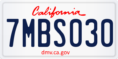 CA license plate 7MBS030