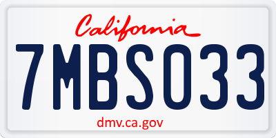 CA license plate 7MBS033