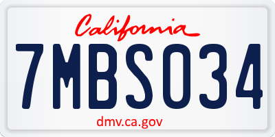 CA license plate 7MBS034