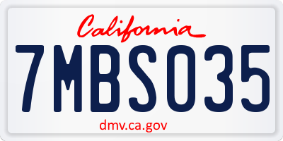 CA license plate 7MBS035
