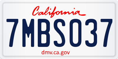 CA license plate 7MBS037