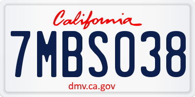 CA license plate 7MBS038