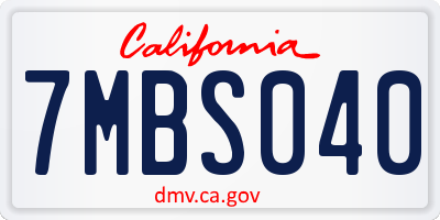 CA license plate 7MBS040