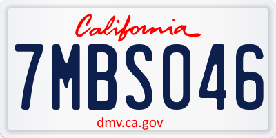 CA license plate 7MBS046