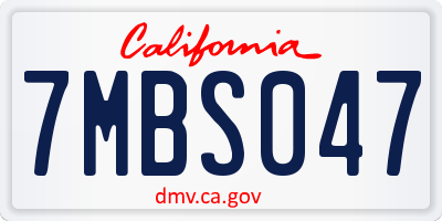 CA license plate 7MBS047