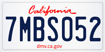 CA license plate 7MBS052