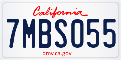 CA license plate 7MBS055