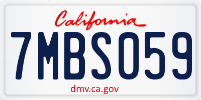 CA license plate 7MBS059